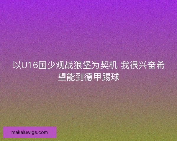 以U16国少观战狼堡为契机 我很兴奋希望能到德甲踢球